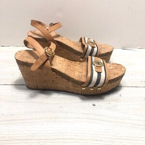 Tommy Hilfiger Twhottie  Wedge Cork Sandals size 8M women's
